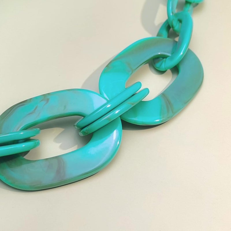 Bocar Acrylic Chunky Statement Necklace for Women Cube Link Chain Collar Necklace and Hoop Earrings Costome Jewelry Set - Image 3